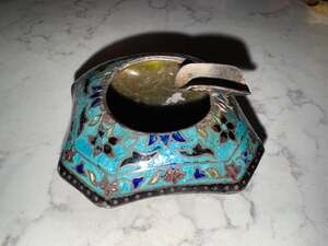 Artistic Old Silver Ashtray Enamel Vintage Holder Art Sterling Silver 925 Cigare